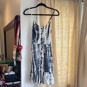 Black and White Striped Button-Down Dress